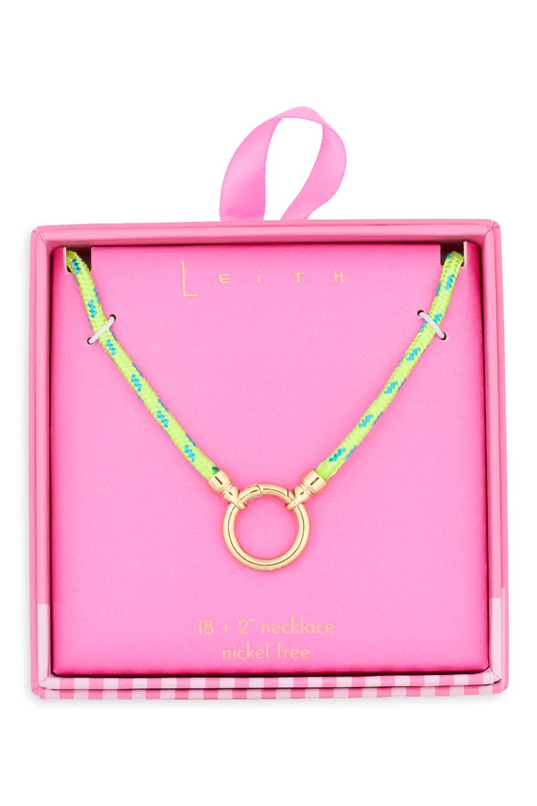 Charm Holder Braided Cord Necklace, Main, color, NEON GREEN- GOLD