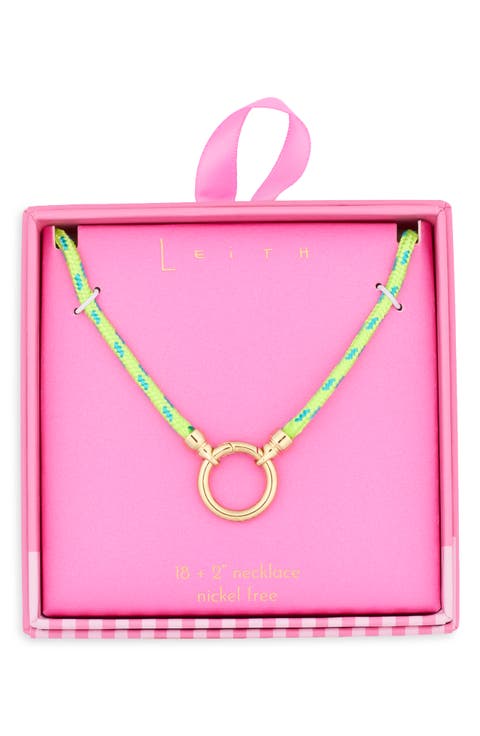 Charm Holder Braided Cord Necklace