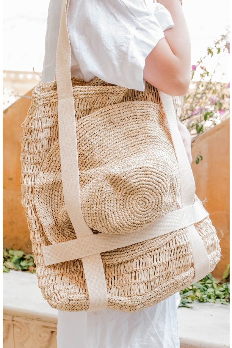 Raffia Beach Tote & Sun Hat Set, Alternate, color, NATURAL