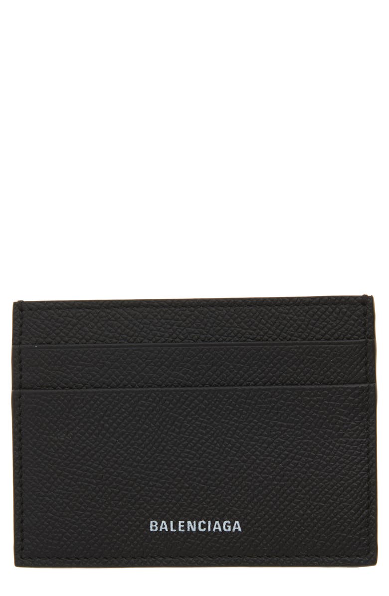 Balenciaga Ville Pebbled Leather Card Case, Main, color,