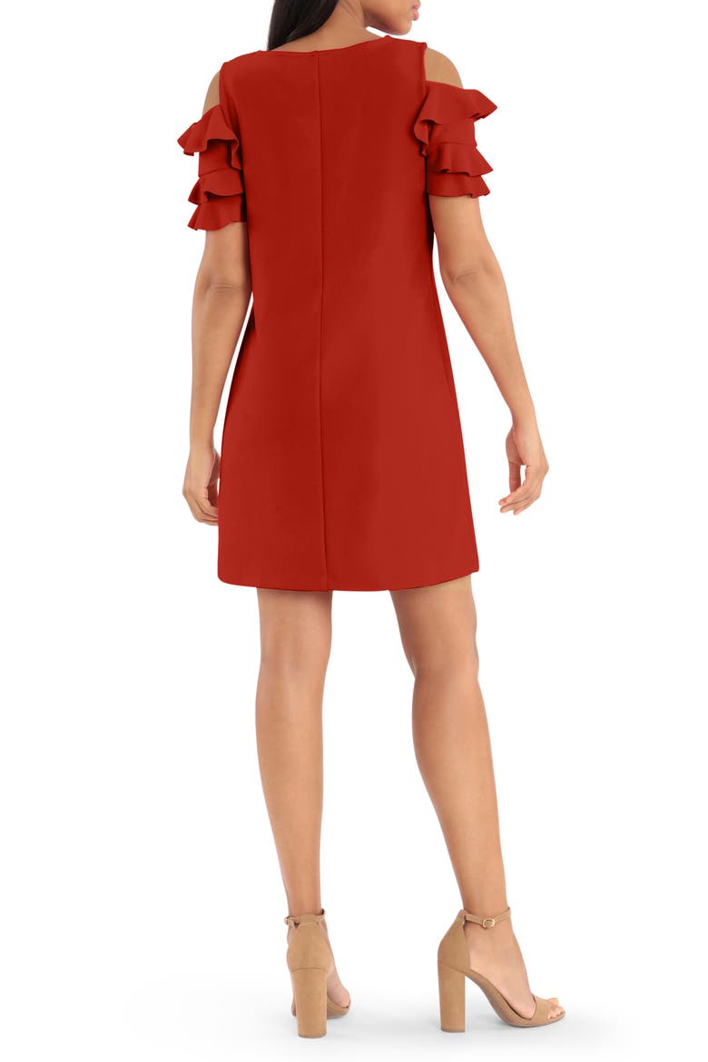 Double Ruffle Sleeve Shirt Dress, Alternate, color, RED