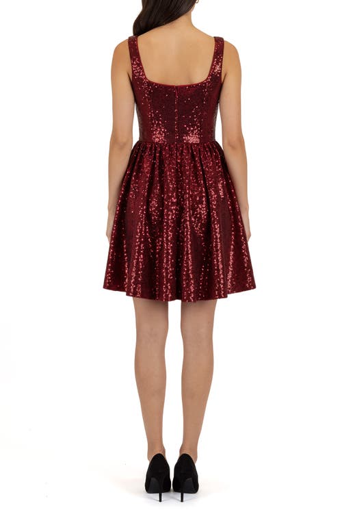 Lush Bow Appliqué Sequin Minidress In Red