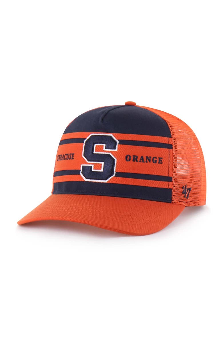 '47 Youth '47 Navy/Orange Syracuse Orange Super Stripe Hitch Adjustable Trucker Hat, Main, color, Navy
