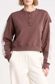 YOGALICIOUS Cloud Plush Henley Sweatshirt