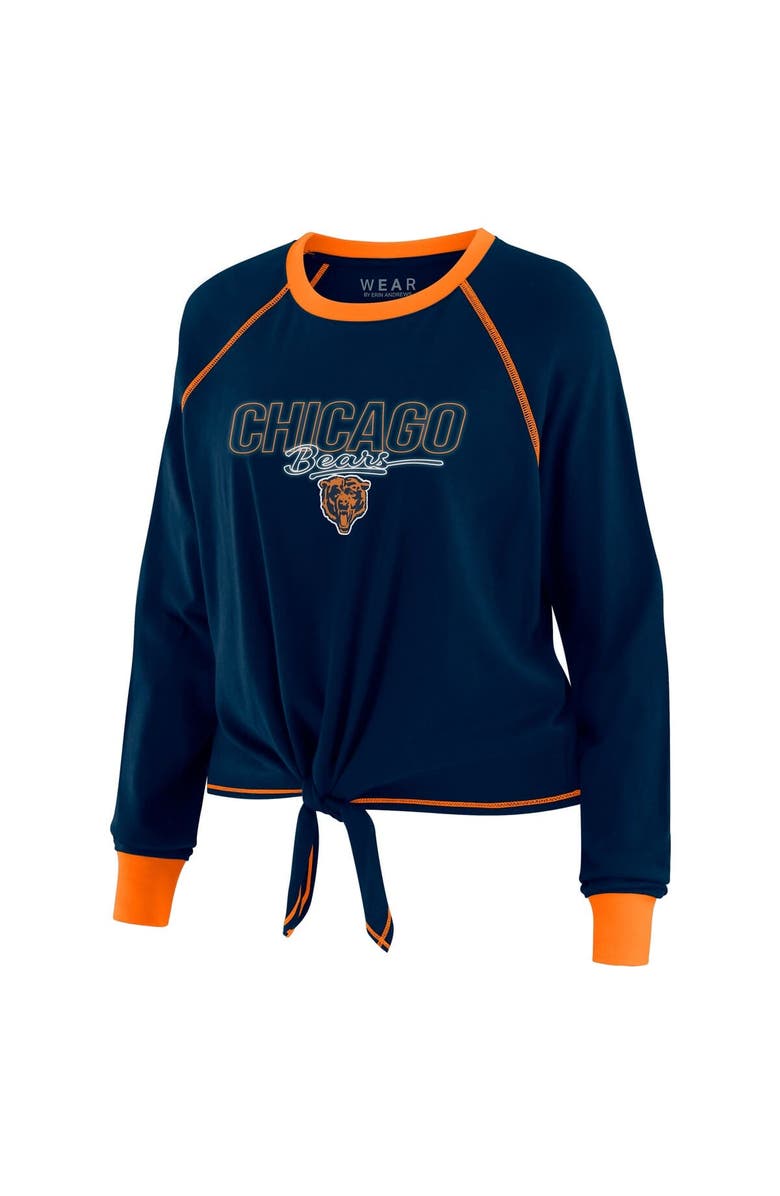 WEAR by Erin Andrews Women's WEAR by Erin Andrews Navy Chicago Bears Tie-Front Long Sleeve T-Shirt, Alternate, color, Navy