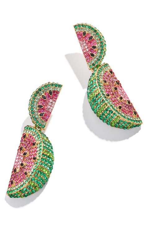 One in a Melon Pavé Drop Statement Earrings