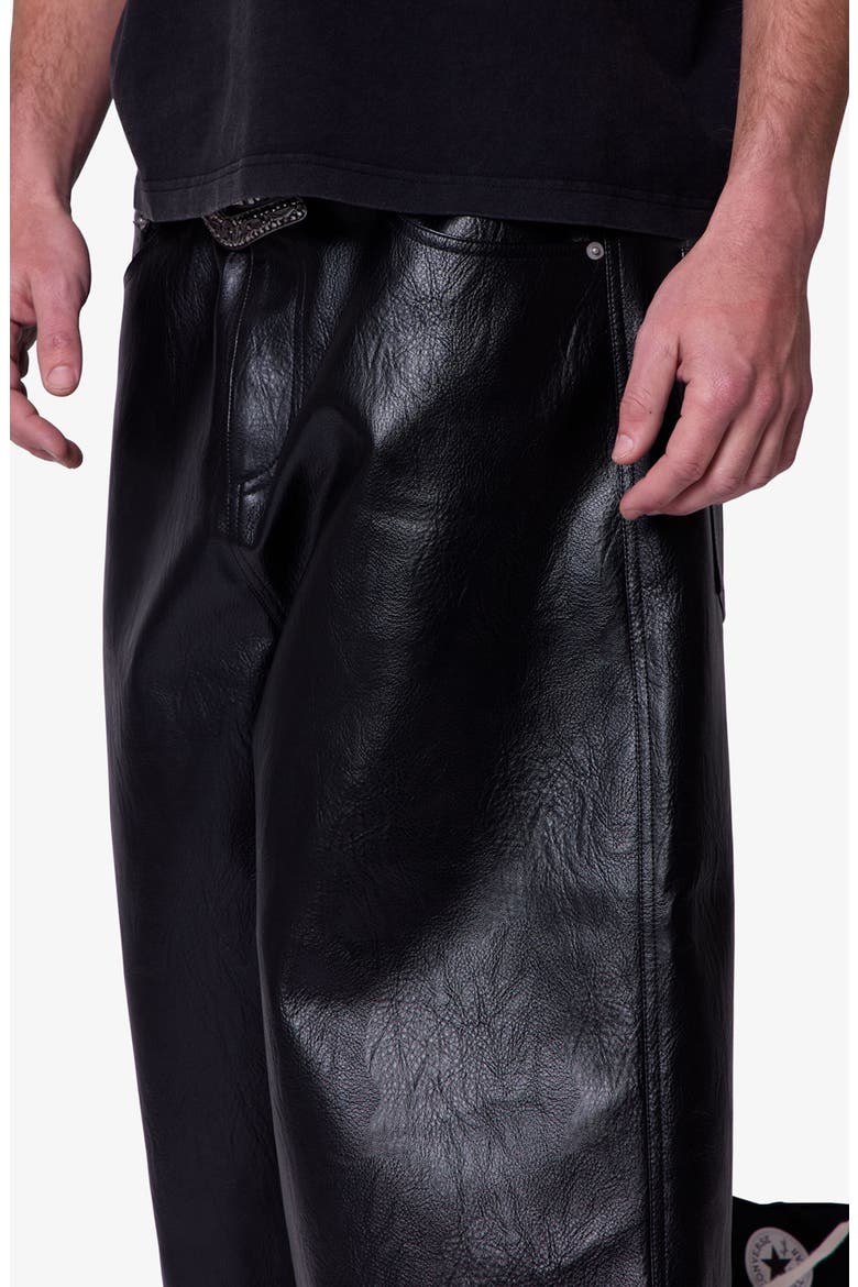 Raw Ultra Baggy Faux Leather Shorts, Alternate, color, BLACK
