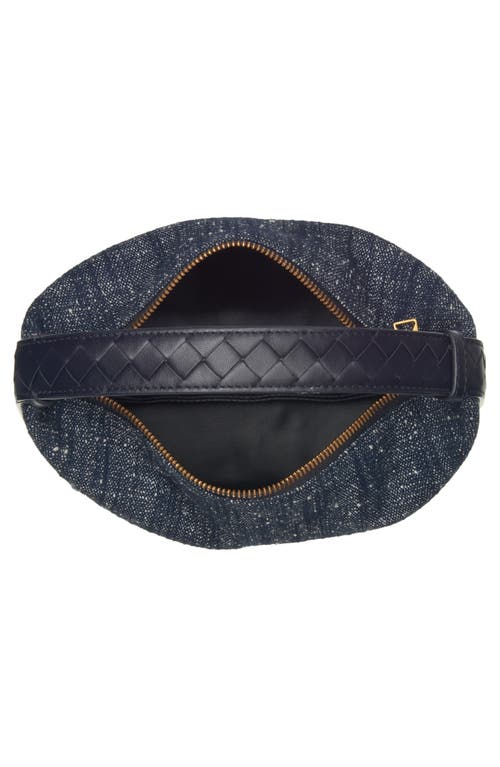 Shop Bottega Veneta Mini Wallace Denim Bouclé Shoulder Bag In Navy-whit/spa/spa-mb