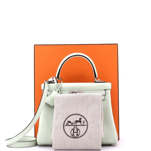 Pre-owned Hermes Hermes Kelly Handbag Green Swift With Palladium Hardware 25