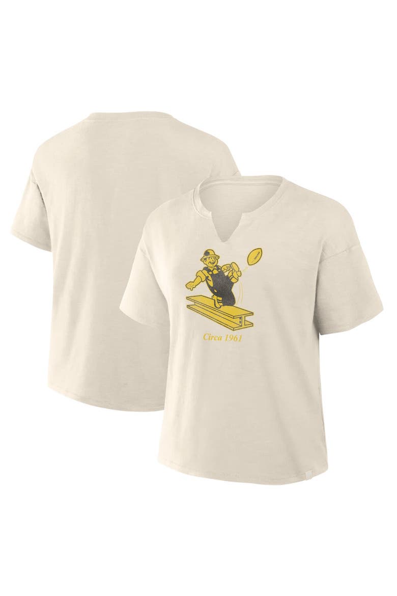 Women's Fanatics Cream Pittsburgh Steelers Trick Play Slub Boxy T-Shirt, Main, color, Cream