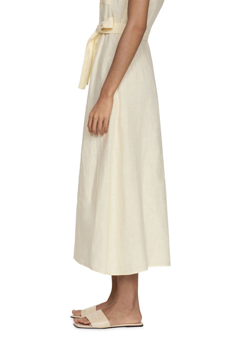 Sleeveless Belted Linen Midi Shirtdress, Alternate, color, PASTEL YELLOW