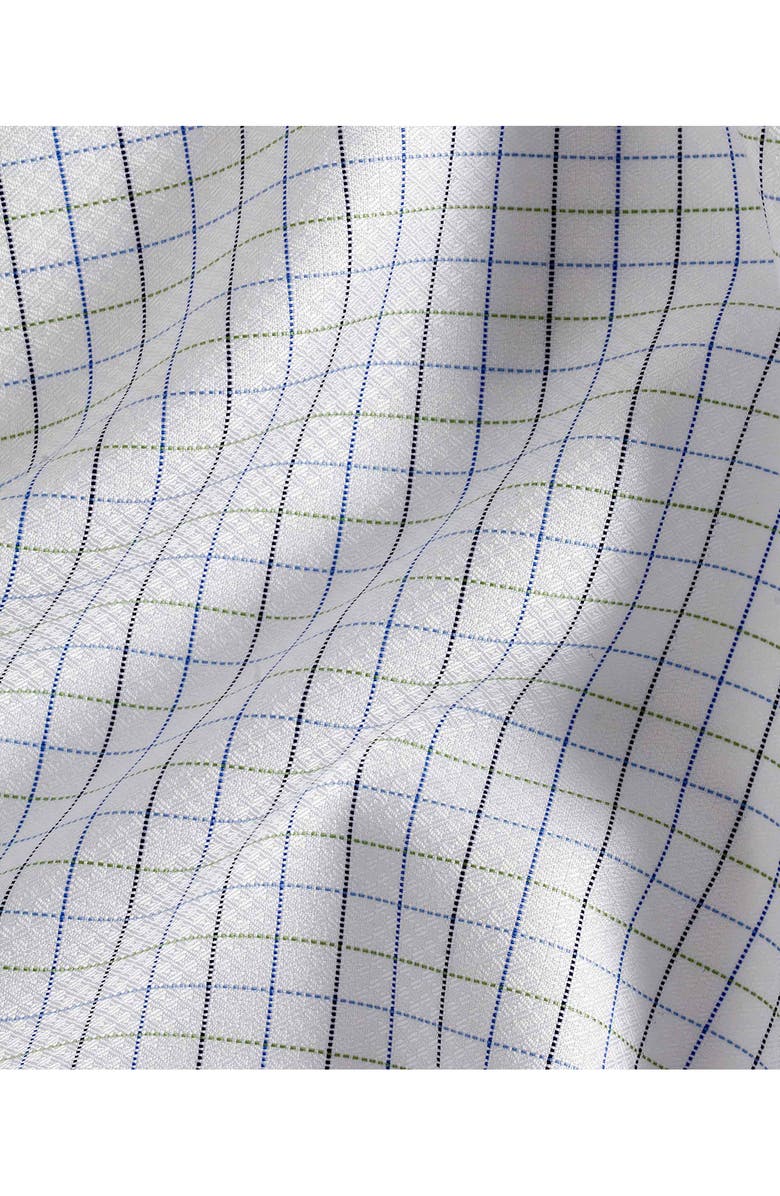 David Donahue Trim Fit Dobby Tattersall Check Dress Shirt, Alternate, color, White/ Grass