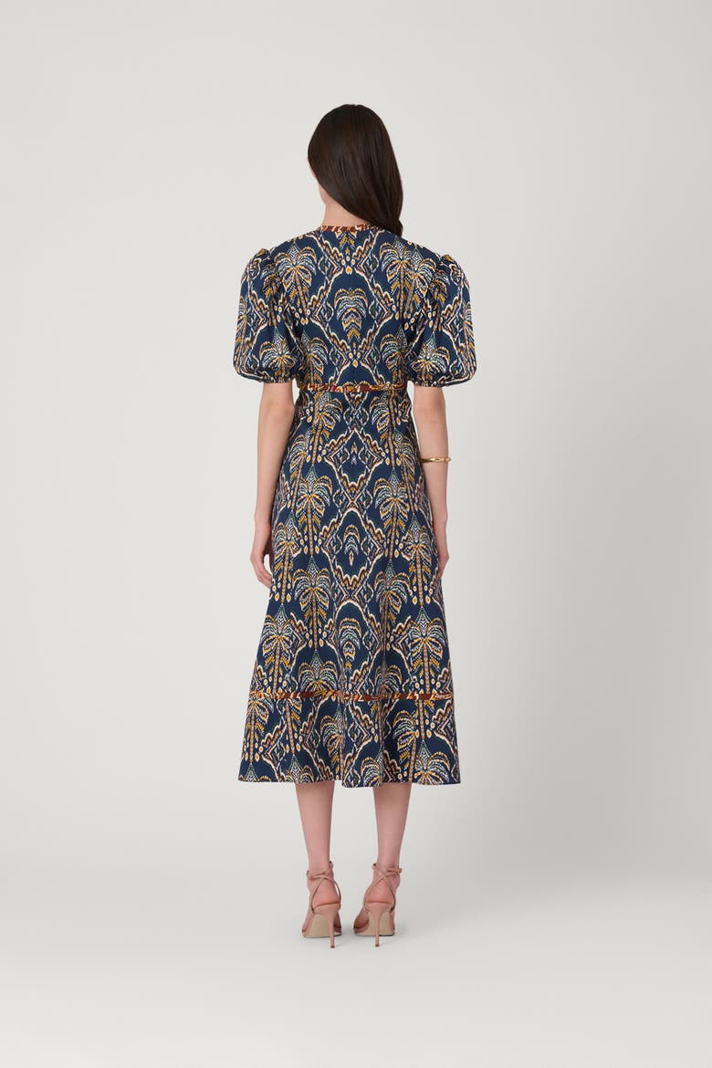 Balinese Palm Print Gemma Dress, Alternate, color, Navy Multi