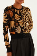 FARM Rio Banana Leopard Mix Print Jacquard Cardigan