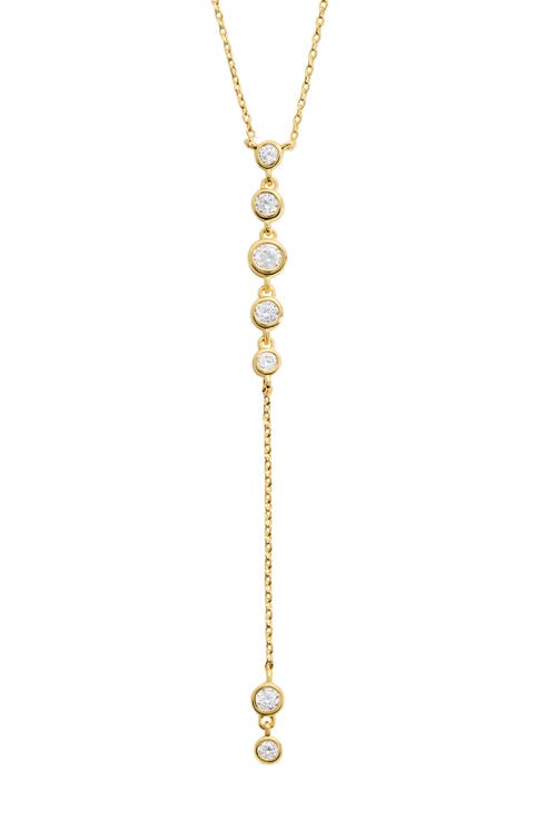 Cubic Zirconia Bezel Y-Necklace