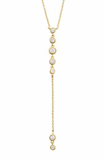 Cubic Zirconia Bezel Y-Necklace