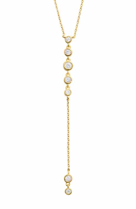 Cubic Zirconia Bezel Y-Necklace