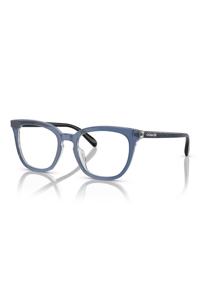49mm Square Optical Glasses, Alternate, color, TRANSPARENT BLUE / DEMO