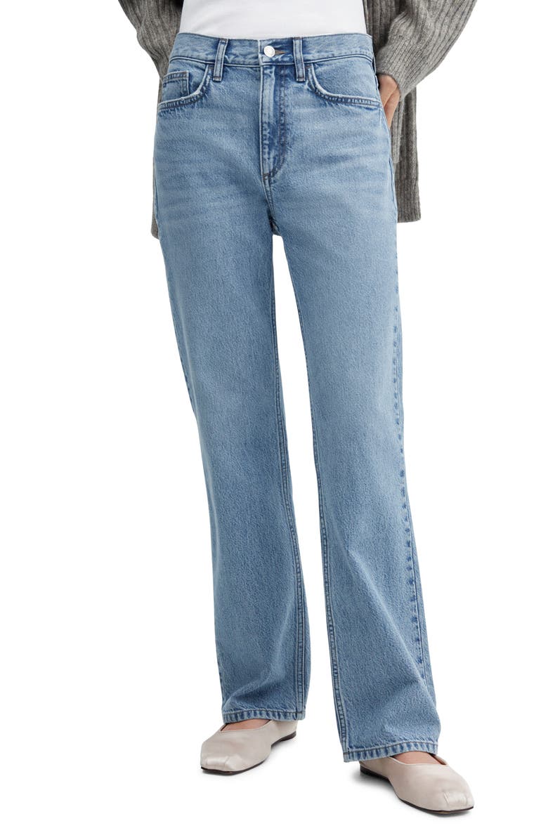 MANGO Mid Rise Straight Leg Jeans, Main, color, 