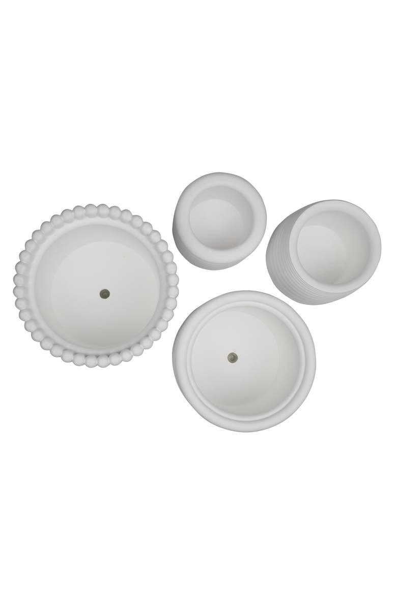 JONATHAN Y Silas Modern Minimalist Handmade Concrete Fluted Sculptural Cylinder Planter Set with Drainage Holes, Alternate, color, White