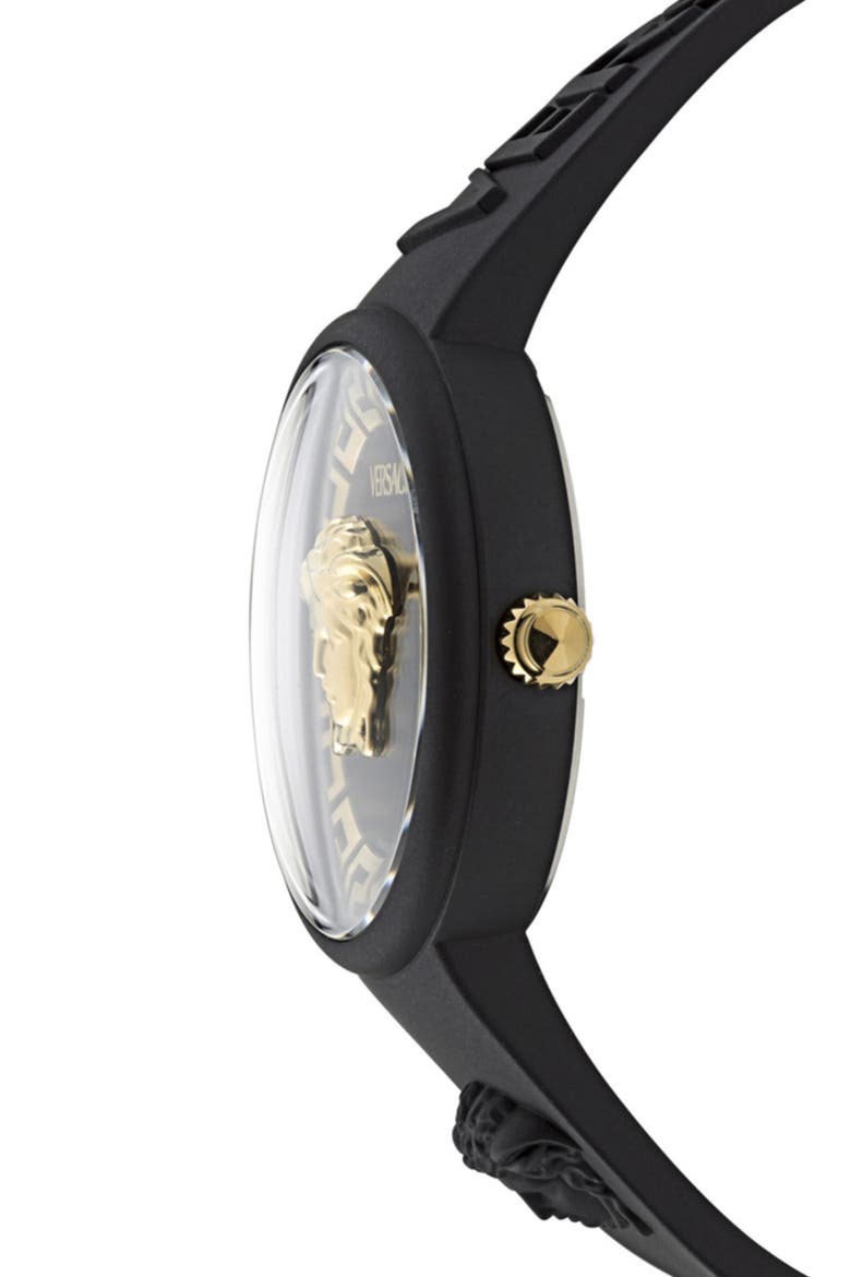 Medusa Pop Silicone Strap Watch, 39mm, Alternate, color, BLACK