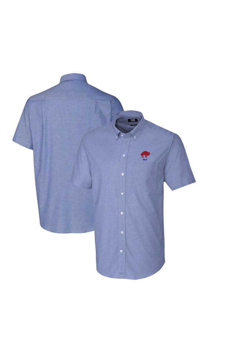 Cutter & Buck Men's Cutter & Buck Powder Blue Buffalo Bills Throwback Logo Stretch Oxford Button-Down Short Sleeve Shirt, Alternate, color, 