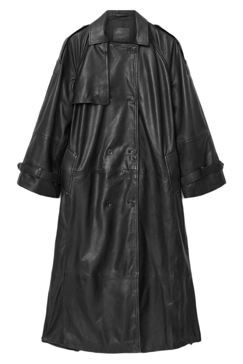 Reed Leather Trench, Alternate, color, BLACK