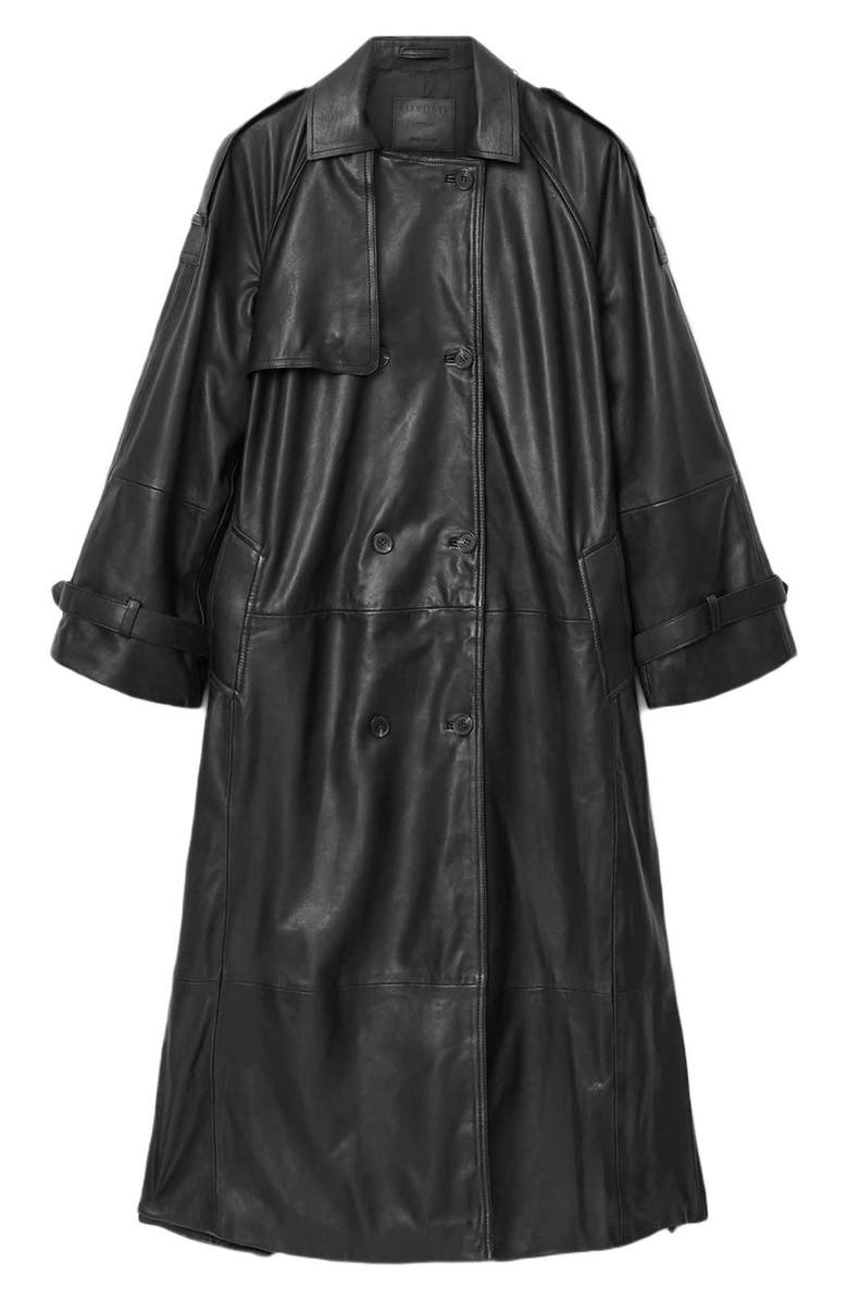 AllSaints Reed Leather Trench, Alternate, color, Black