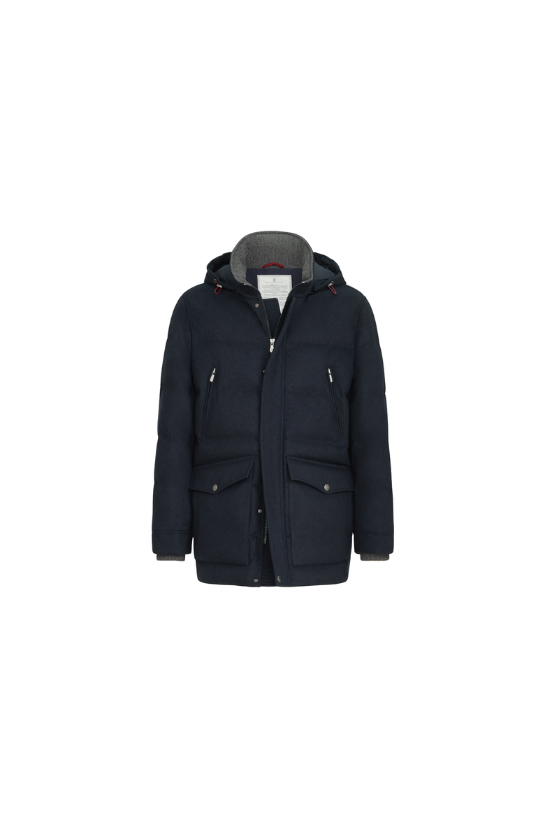 Bonded wool flannel down parka with detachable hood, Alternate, color, Blue