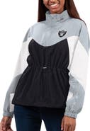 G-III 4HER BY CARL BANKS Women's G-III 4Her by Carl Banks Black/Silver Las Vegas Raiders Tie Breaker Lightweight Quarter-Zip Jacket