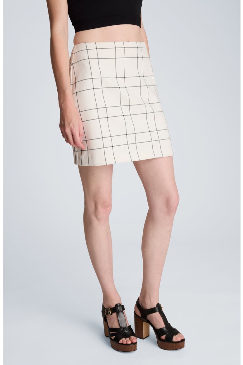 Windowpane Plaid Miniskirt, Alternate, color, FEATHER WHITE/ BLACK