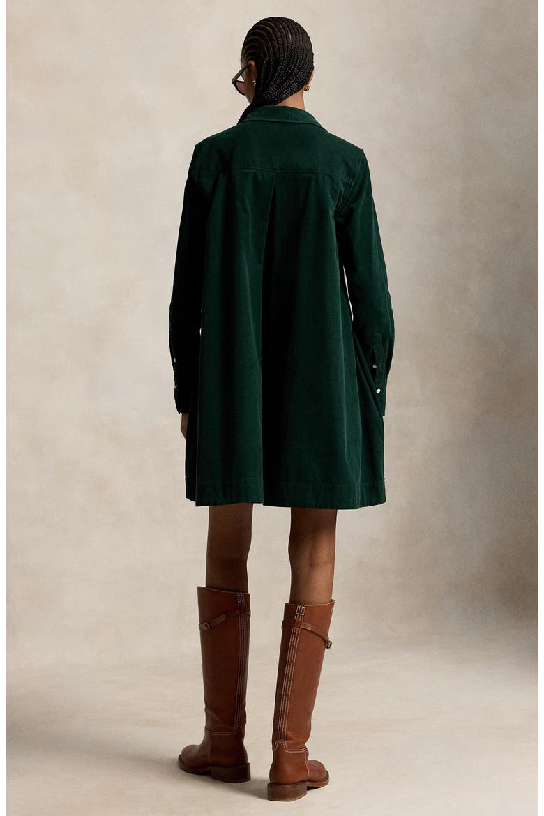 Pleated Cotton Corduroy Shirtdress, Alternate, color, GREEN