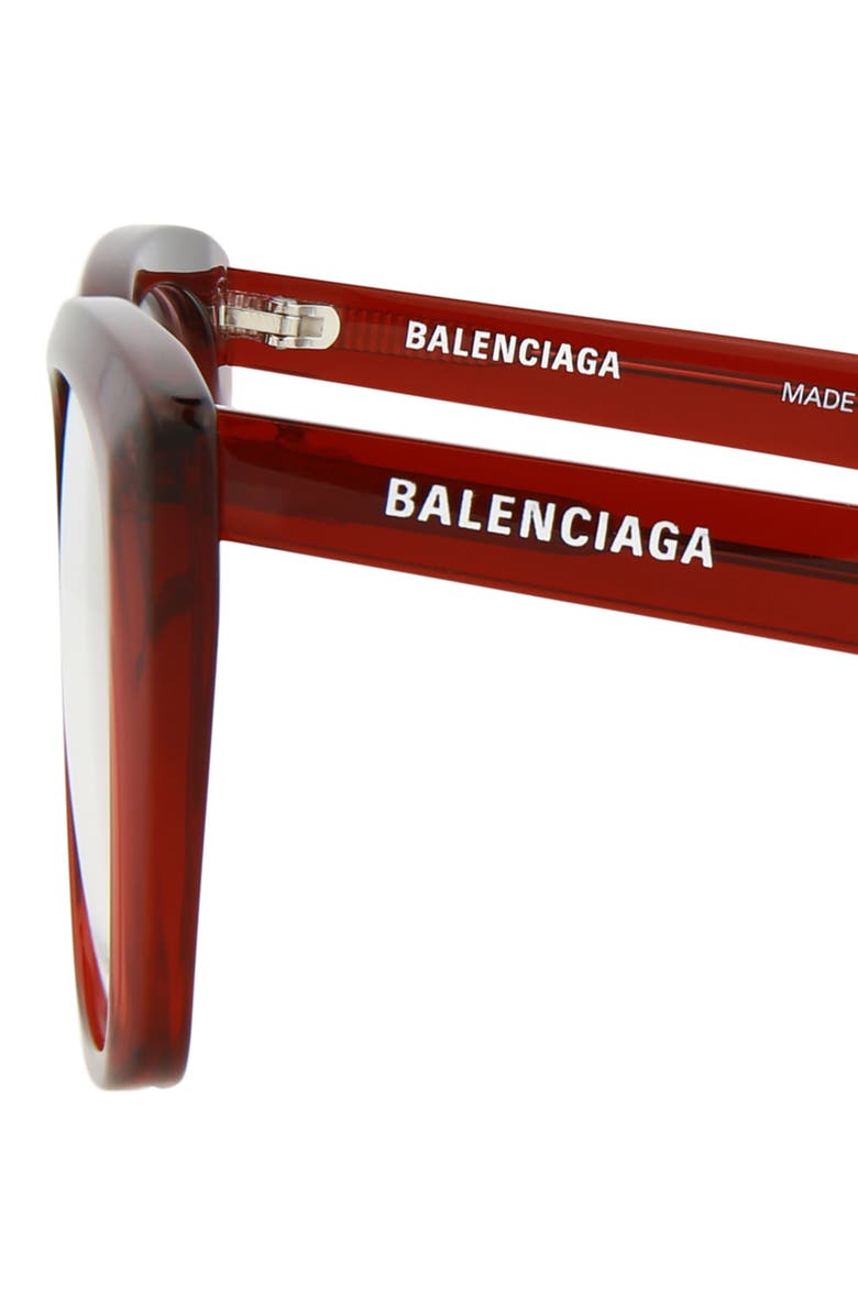 Balenciaga 53mm Cat Eye Optical Glasses, Alternate, color, Red Red Transparent