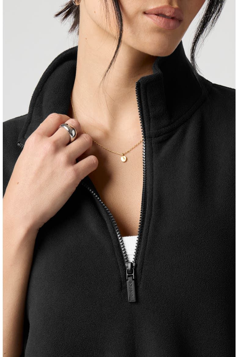 Polar Fleece Quarter Zip Sweatshirt, Alternate, color, BLACK