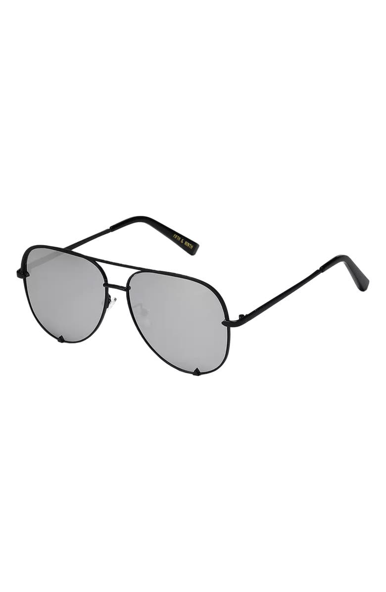 Fifth & Ninth Walker 61mm Polarized Aviator Sunglasses, Alternate, color, Black/ Silver