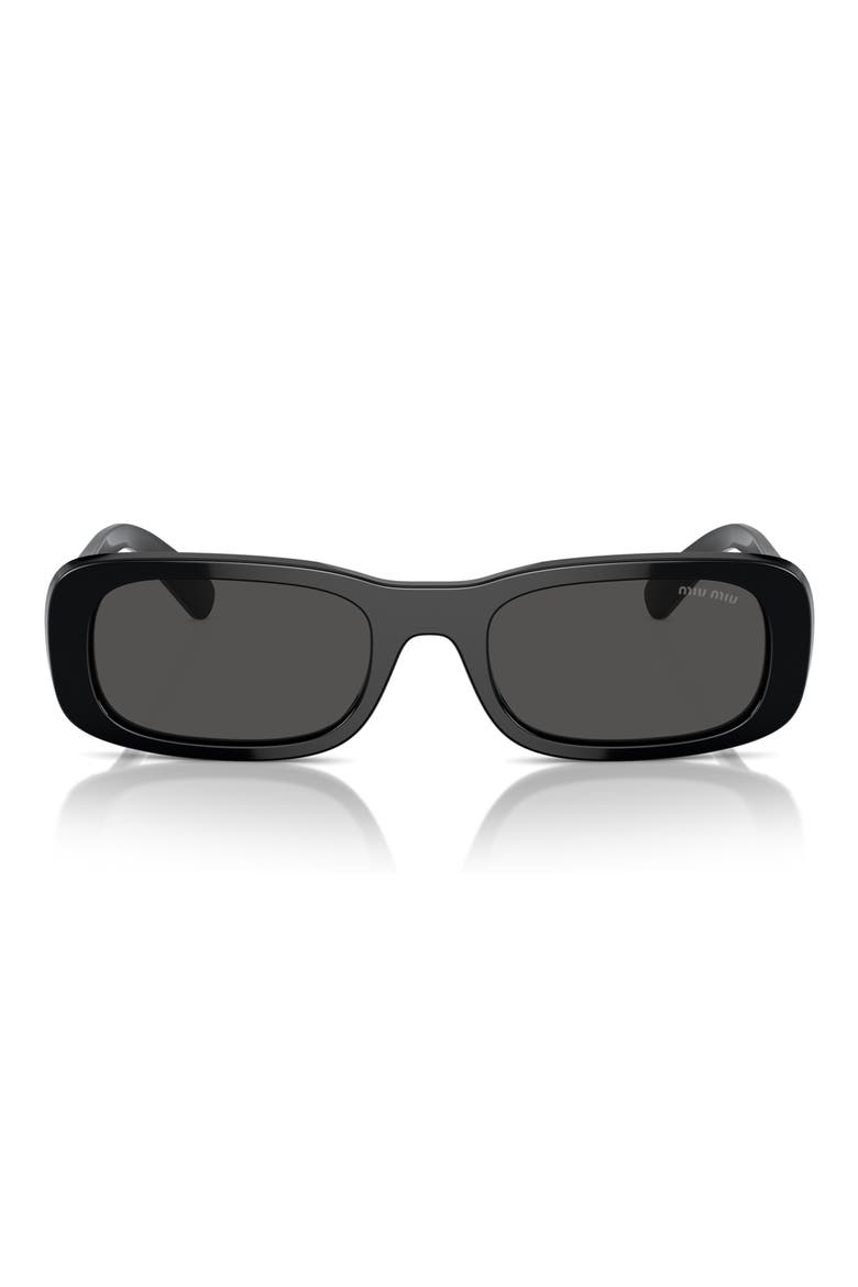 53mm Rectangular Sunglasses, Alternate, color, BLACK