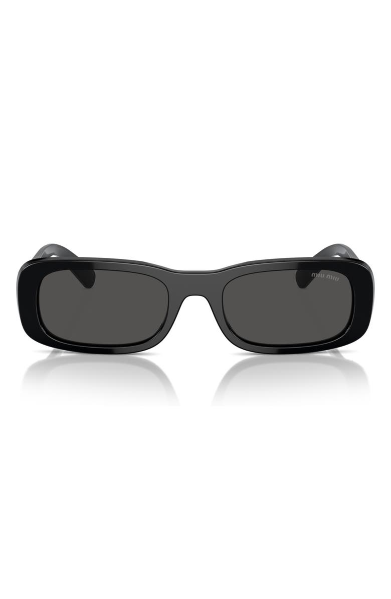Miu Miu 53mm Rectangular Sunglasses, Alternate, color, Black