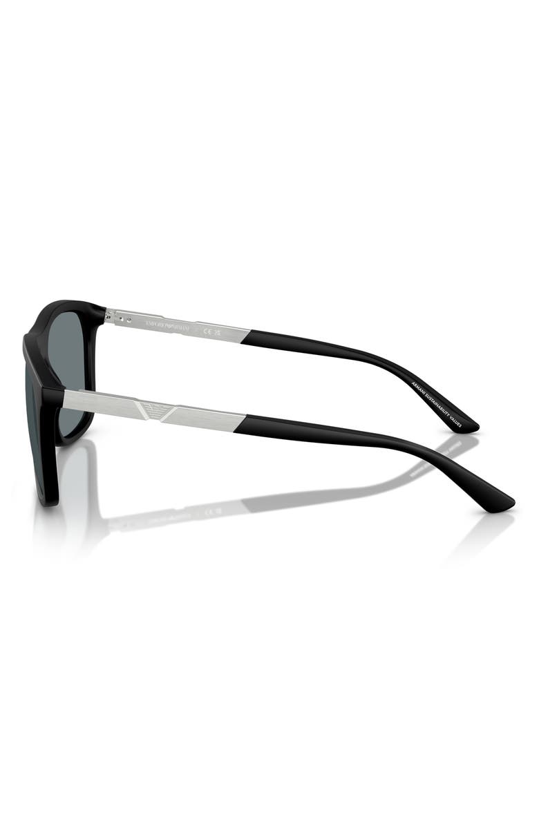 Emporio Armani 57mm Mirrored Square Sunglasses, Alternate, color, Black / Grey Mirror Black