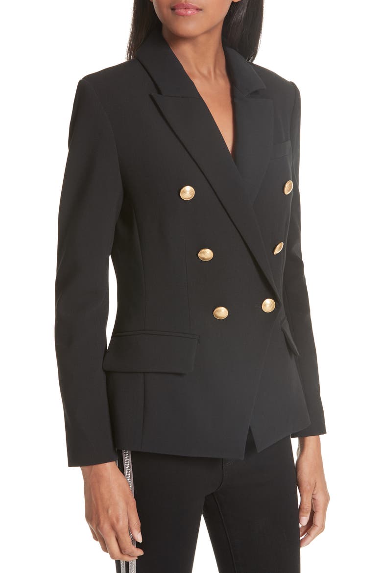 Kenzie Double Breasted Blazer, Alternate, color, BLACK