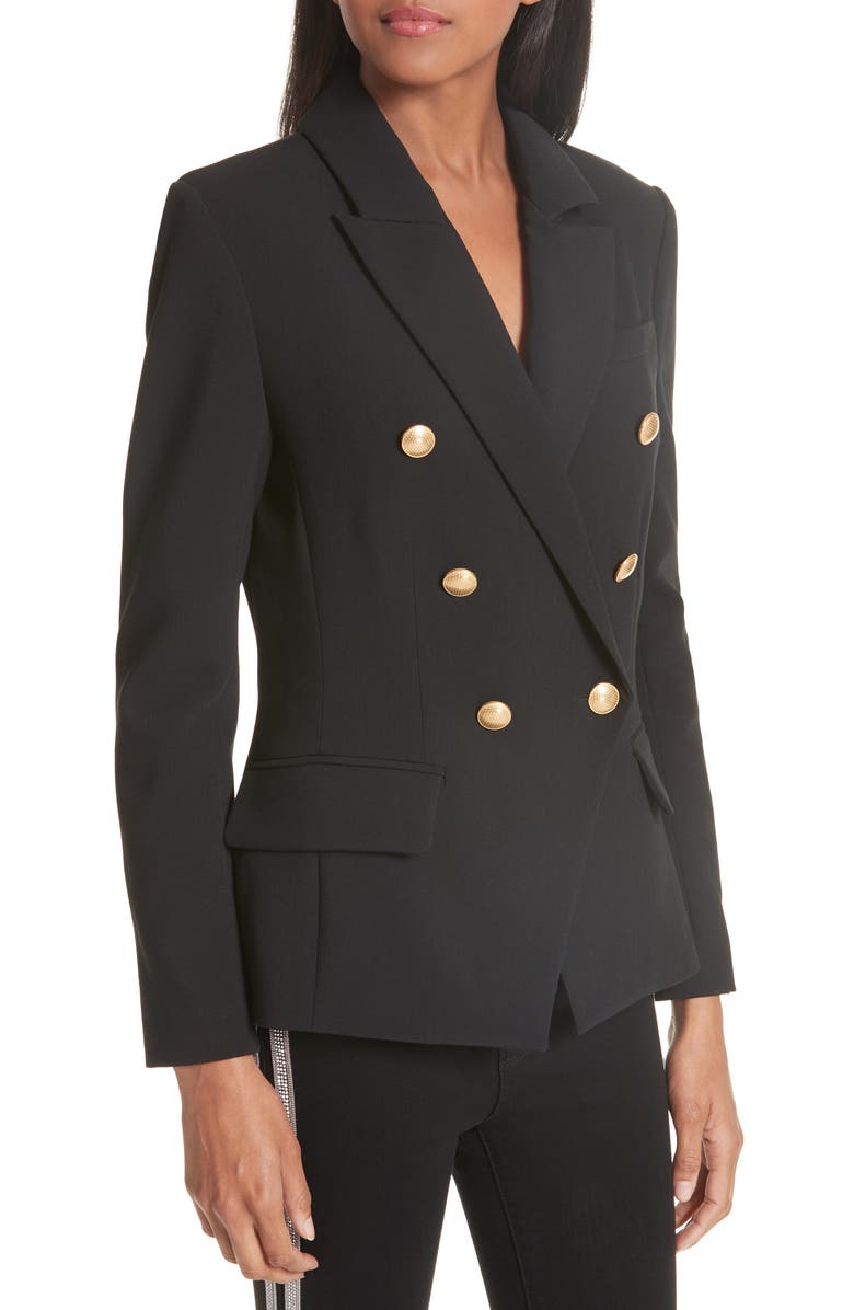 L'AGENCE Kenzie Double Breasted Blazer, Alternate, color, Black
