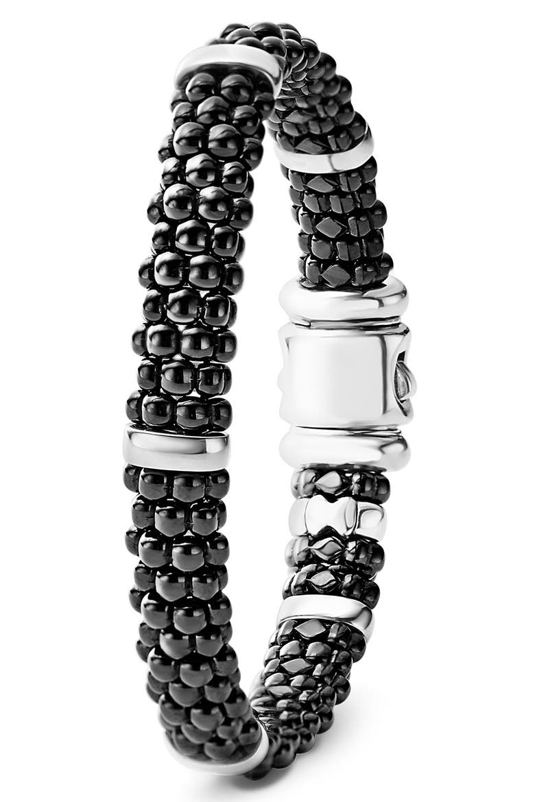 Black Caviar Station Bracelet, Alternate, color, BLACK/ SILVER/ GOLD