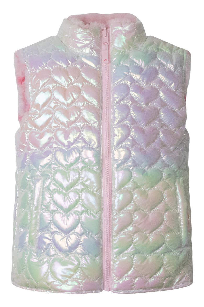 Kids' Quilted Reversible Heart Vest, Main, color, HEART CLOUD