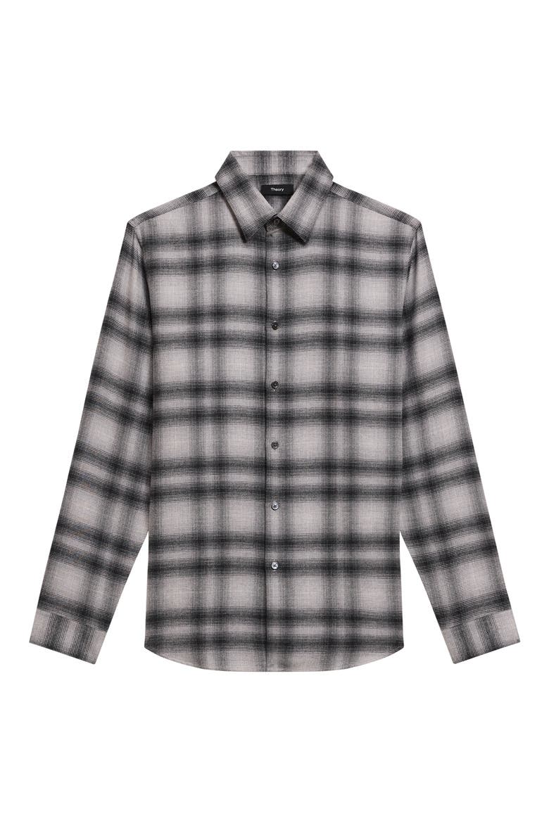 Irving Plaid Cotton Flannel Button-Up Shirt, Alternate, color, VPR MLNGE