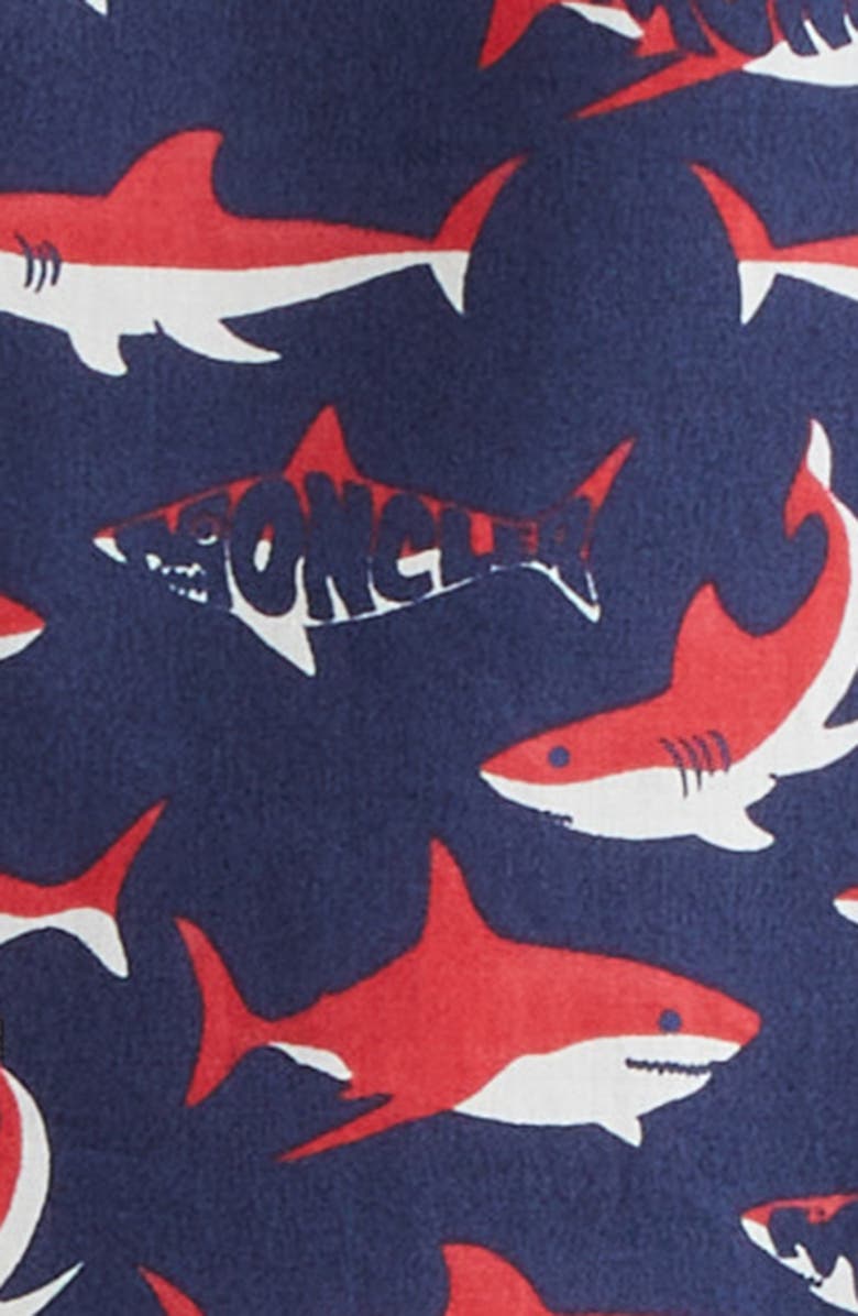 Moncler Logo Shark Cotton Camp Shirt, Alternate, color, Blue