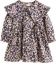 NEXT Kids' Ruffle Long Sleeve Cotton Blend Dress