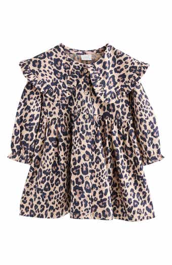 Kids' Ruffle Long Sleeve Cotton Blend Dress