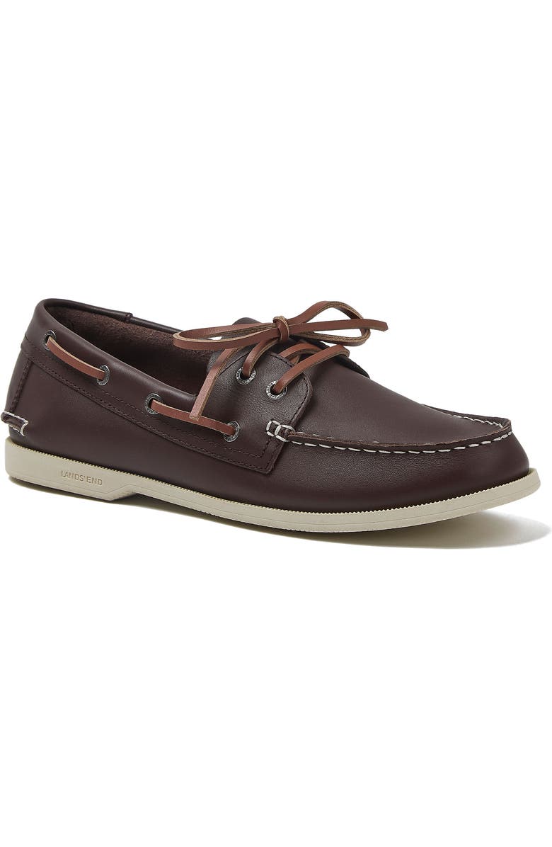 Lands' End Comfort Leather Slip On Boat Shoes, Main, color, Toasted Rye