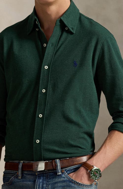 Polo Ralph Lauren Featherweight Stretch Cotton Piqué Button-down Shirt In Green