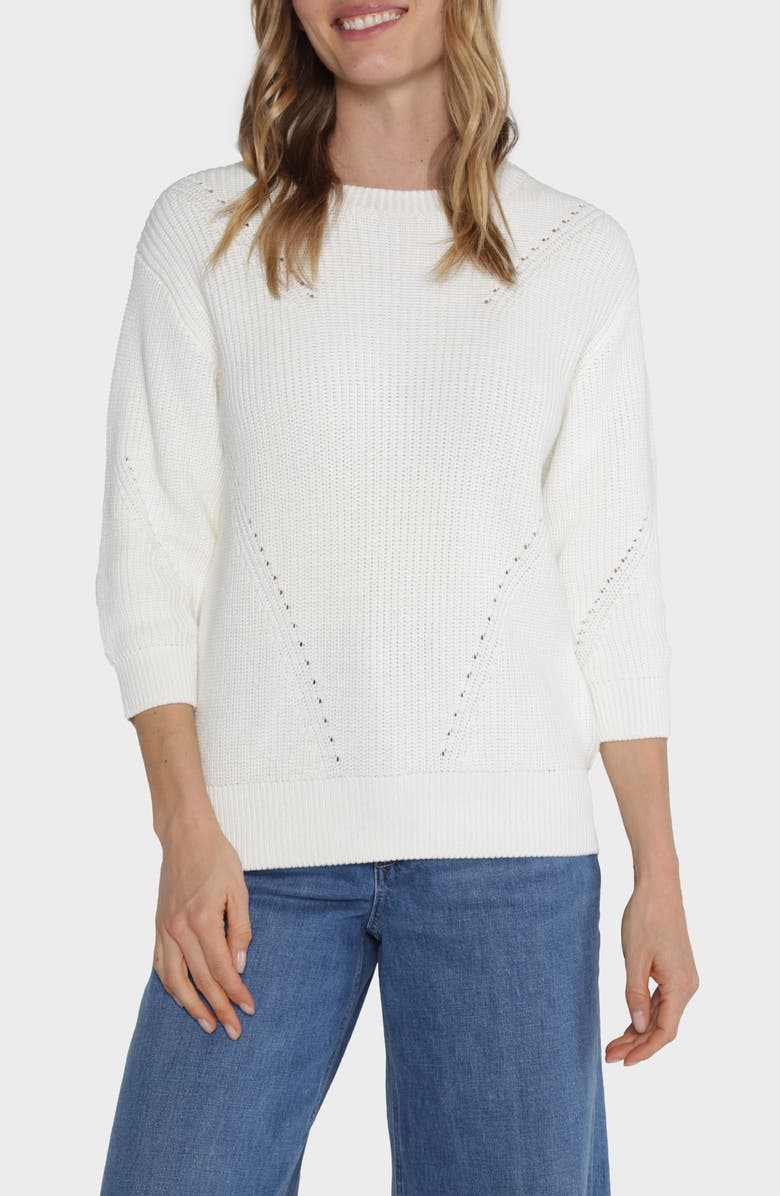 matty m. Hancock Cotton Pointelle Sweater, Main, color, Ivory