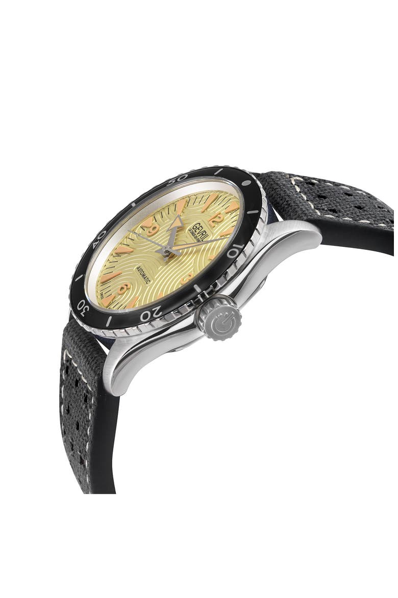 Franklin Swiss Automatic Canvas & Leather Strap Watch, 40mm, Alternate, color, YELLOW/ BLACK